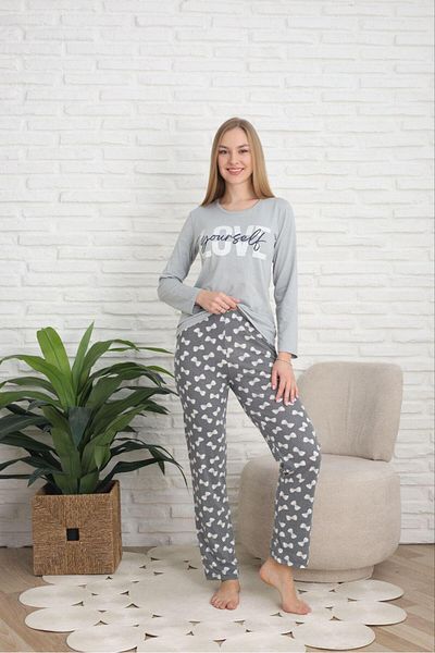 FENZO Women's Bottom Top Pajama Set Heart Pattern and Printed Comfortable Homewear Pajama Set