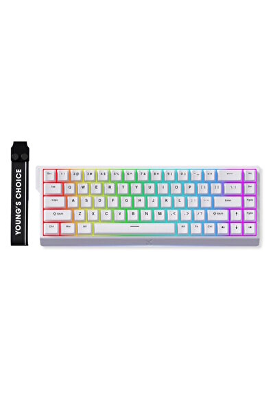 MCHOSE Ace68 E-sport White %65 HE Ice Blue Manyetik Switch RGB Hotswap Mekani...
