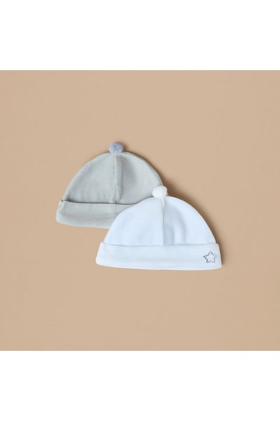 Juniors Velour Star Embellished Beanie Cap - Set of 2