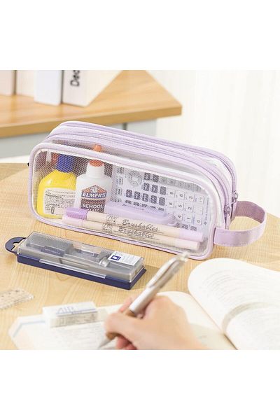 fulina Pencil Case,Pen Bag, Large Grid Mesh ,Clear Pen Pencil Pouch ,for Student Business Travel Office