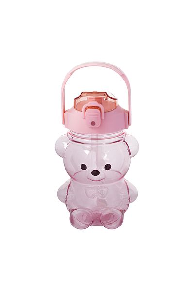Relaxion Imported Luxury Pink Teddy Bear Flask with Neck Hanger, Gift, 1100 Ml. (449)