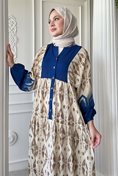 InStyle Φόρεμα μπλε βισκόζης με μοτίβο σκιών