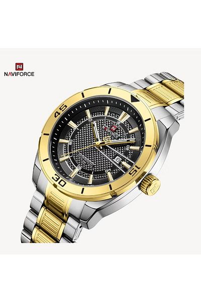 Naviforce Mens Stainless Steel Watch Luxury Quartz Water Resistant