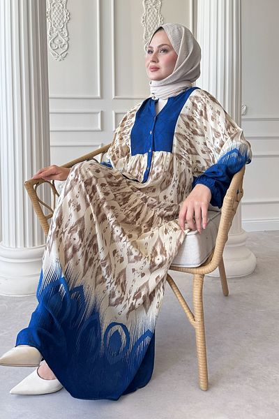 InStyle Φόρεμα μπλε βισκόζης με μοτίβο σκιών
