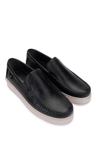 Tamer Tanca Men's Genuine Leather Black Floater Loafer Shoes