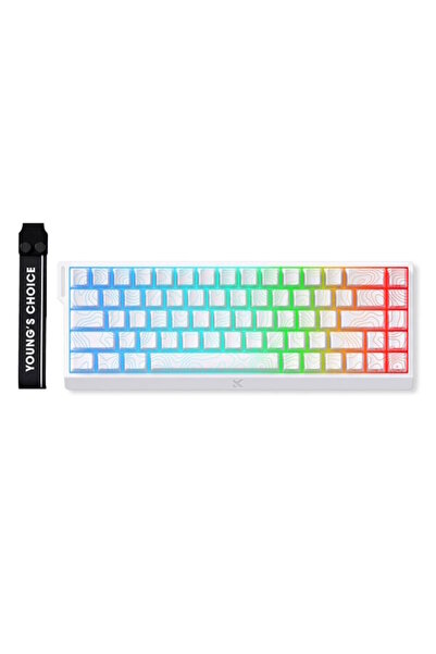 MCHOSE Ace68 White Topographic %65 HE Uranus Switch eSports RGB Hotswap Mekan...
