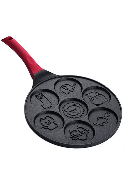 NewEvo Pancake pan with 7 Animal Shapes,made of aluminum and stainless steel, normal and vitroceramic
