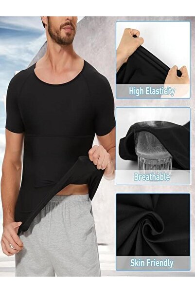 Inner Vision Men's Shaping Half Sleeve Undershirt – Body Shaping Compression Corset Undershirt