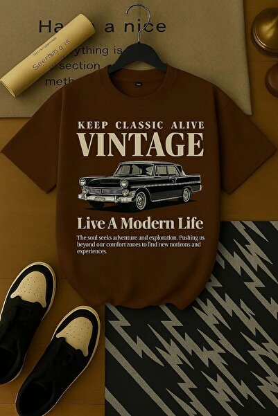 H&GHAMLEGİYİM Vintage εμπριμέ μπλουζάκι Unisex Oversize