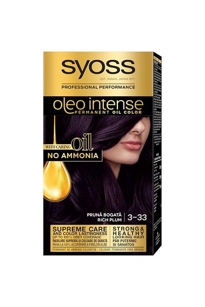Syoss Permanent Hair Dye without Ammonia Syoss Oleo Intense 3-33 Rich Plum, 115 ml