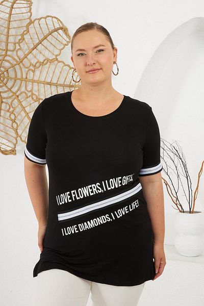 RMG I Love Printed Large Size T-Shirt Black