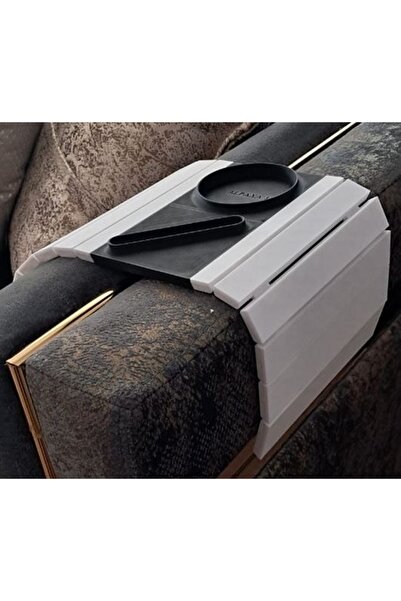 ALPAXA 3D Baskı Koltuk Kenarı Bardaklıklı Pratik Sehpa – Esnek Katlanabilir T...