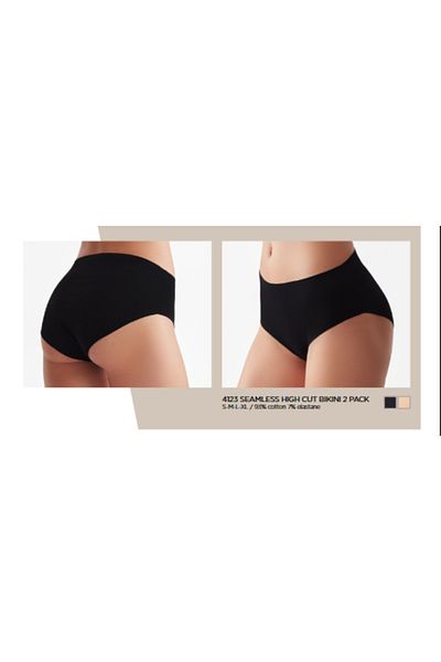 Penyemood 2-Piece Skin and Black Seamless High Waist Bikini