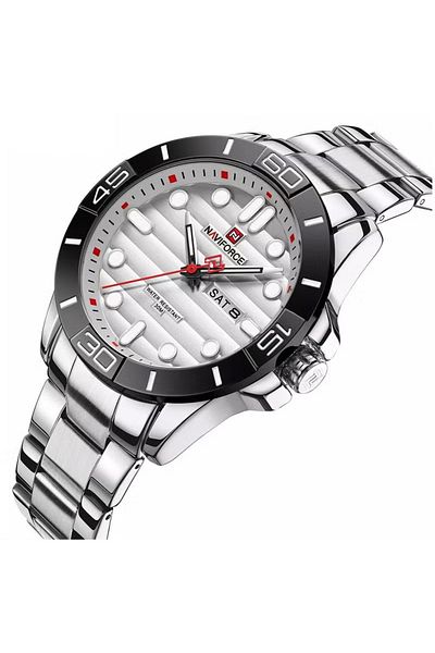 Naviforce Stylish Analog Wrist Watch for Men with Stainless Steel Strap Water Resistant Classic Timepiece