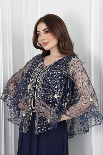 Nice Model Long Chiffon Evening Dress with Butterfly Embroidered Bodice - Formal Wedding Guest Outfit