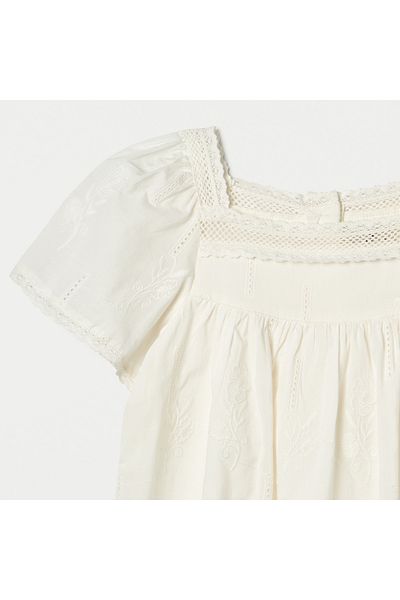 Juniors Embroidered Lace Night Dress with Short Sleeves