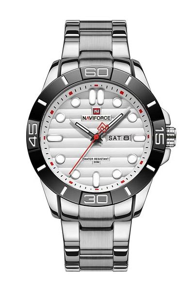 Naviforce Stylish Analog Wrist Watch for Men with Stainless Steel Strap Water Resistant Classic Timepiece