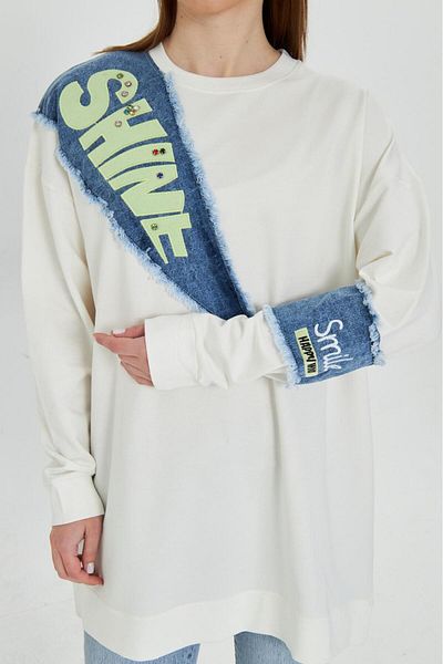 TRİKO DÜNYASI Women's Oversized Tunic New Season Garnished Comfortable Fit