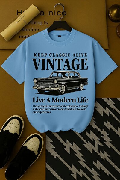 H&GHAMLEGİYİM Vintage εμπριμέ μπλουζάκι Unisex Oversize