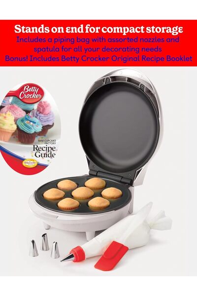 DLC Mini Cupcake & Muffin Maker - Non-Stick Dessert Baker with 7 Cavities