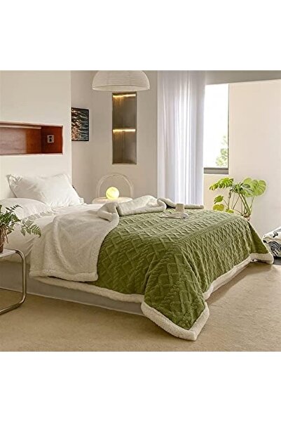 Generic Thick Bed Blanket Double Side Lamb Cashmere Fleece Plaid Blanket Winter Warm Throw Sofa Cover Newbor