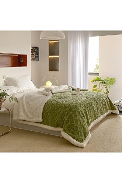 Generic Thick Bed Blanket Double Side Lamb Cashmere Fleece Plaid Blanket Winter Warm Throw Sofa Cover Newbor