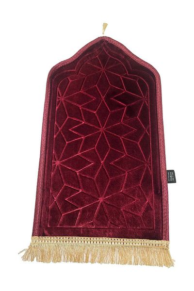 Yuwell Prayer Mat Embossed Anti-Slip Velvet Mini Prayer Mat Sajadah Mat 60X35CM Maroon