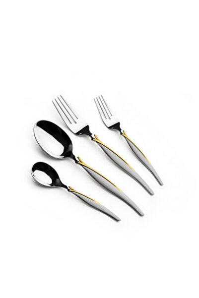 Arshia 48-piece Gold Silver Cutlery Set with Stand