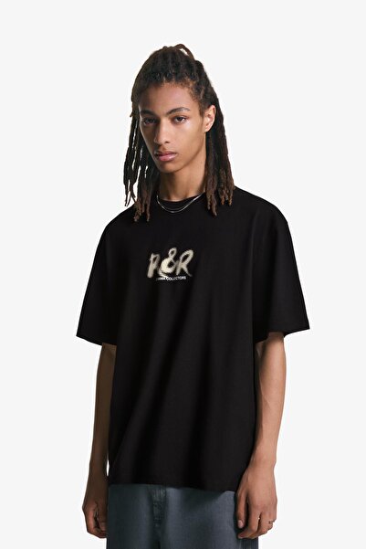 Bershka تي شيرت بأكمام قصيرة مع طباعة