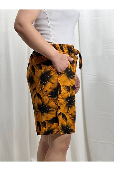 LİFERA Lifera Large Size Patterned Woven Viscose Shorts