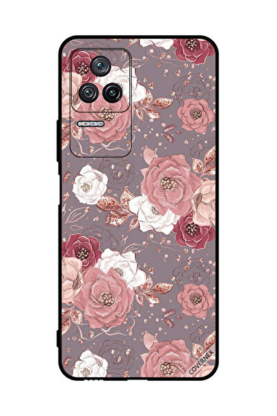 Covernex غطاء حماية لهاتف شاومي ريدمي K40S، لون الشوكولاتة، بنقشة زهور