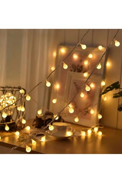DLC 18m Outdoor Solar Powered Round LED String Lights with Remote Control
