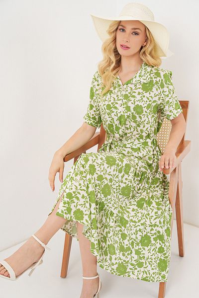 Bigdart Women's Short Sleeve Patterned Dress 2560 - E.Green