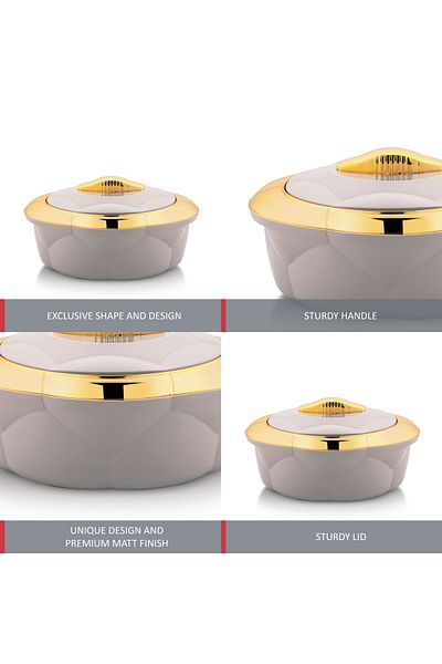 Axis Allure 3pcs Casserole Set Stainless Steel Inner Casing - 1.2L,2.2L,3.2L