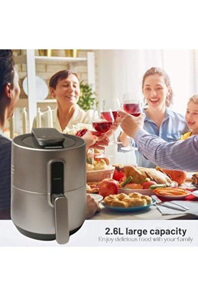 ALSAIF Air Fryer - 2.6 Liters - 1300 Watts | Hot Air Fryer with Adjustable Temperature (80-200°C) - Silver