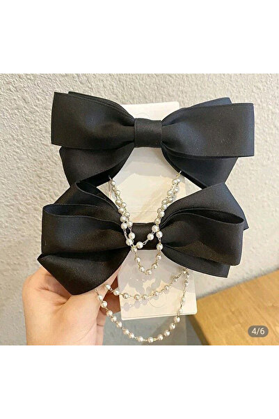 Shiklik MODA Set od 2 crne satenske mašne modela Pearl za žene sa kopčom