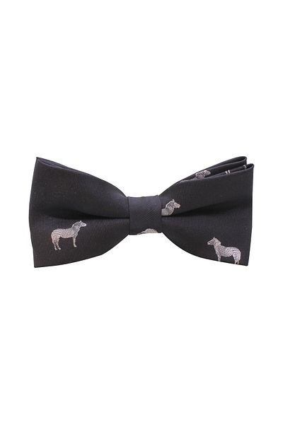COOLMENCLUB Horse Patterned Black Bow Tie