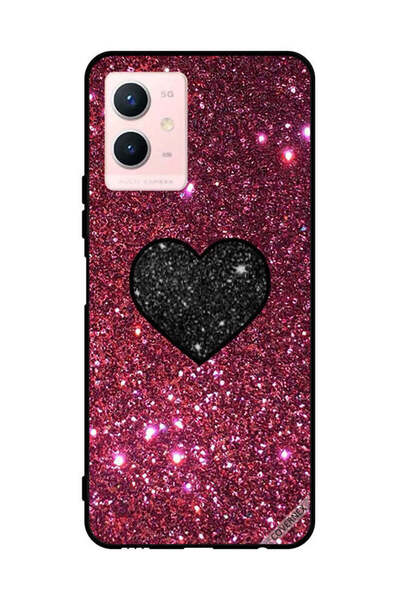 Covernex غطاء حماية لهاتف فيفو Y33s 5G قلب أسود مع بريق أحمر