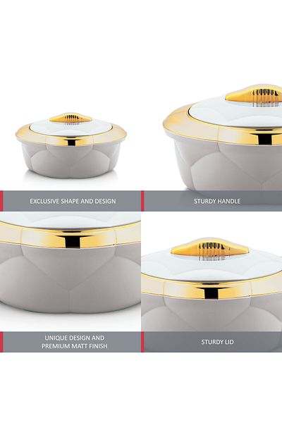 Axis Allure 3pcs Casserole Set Stainless Steel Inner Casing - 1.2L,2.2L,3.2L