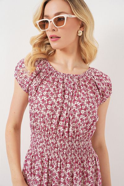Bigdart Women's Collar Gather Detailed Dress 2544 - Red
