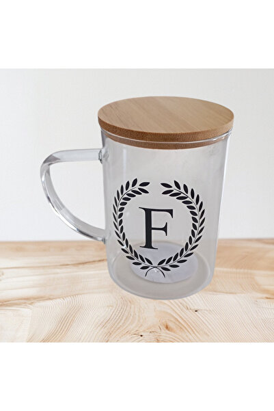 EGE HOME STORE Kişiye Özel Harfli Bardak Siyah (F)Harfi
