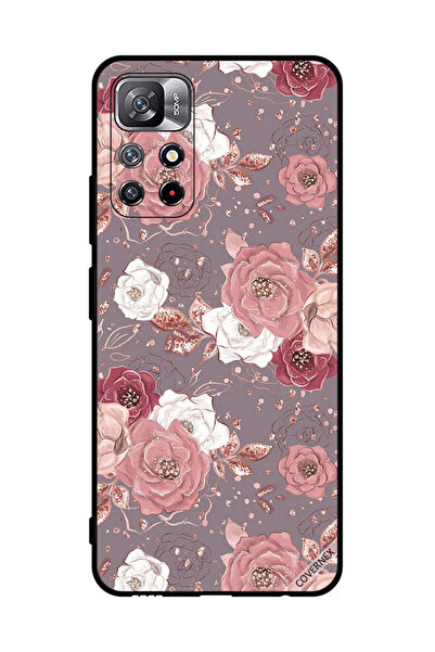 Covernex غطاء حماية لهاتف شاومي ريدمي نوت 11S 5G، لون الشوكولاتة، بنقشة زهور