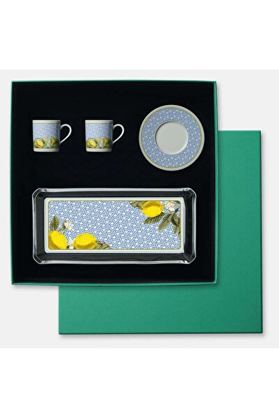 VİTELLİ Hazeran Set 4 - Glass Plate & 2 Coffee Cups
