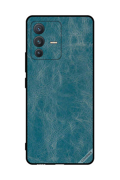 Covernex غطاء حماية لهاتف vivo V23 5G بنمط جلدي أزرق