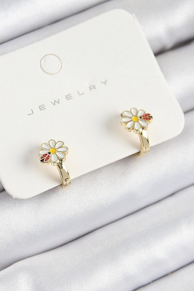 Celira Brass Daisy Model Gold Color Children's Earrings