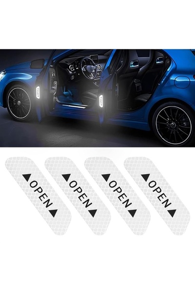 Midkan ملصقات عاكسة داخلية لباب السيارة، ملصق تحذيري عاكس ليلي، عاكس أبيض فوسفور مع قرص العسل