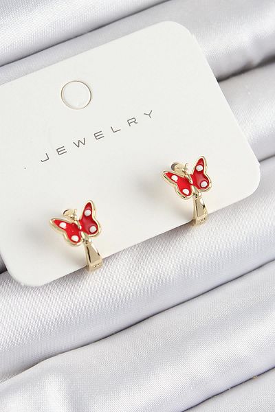 Celira Brass Butterfly Model Gold Color Children's Earrings