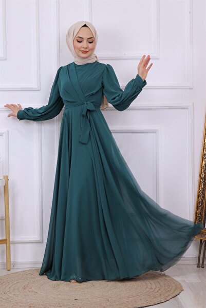 dubai showroom ŞİFON KRUVAZE ELBİSE