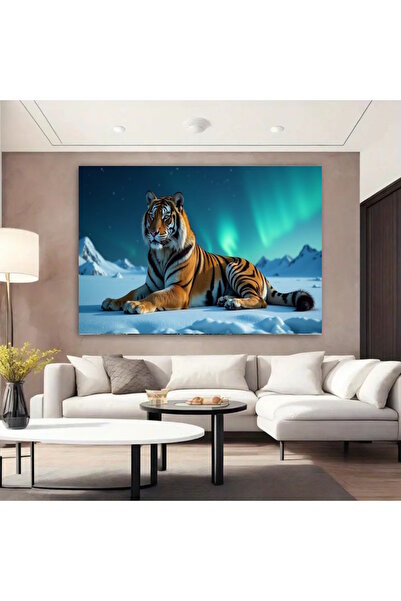 özkacar NORTH LIGHTS WITH VIEW TIGER CANVAS PAINTING HOME WALL ΣΑΛΟΝΙΟ ΓΡΑΦΕΙ...