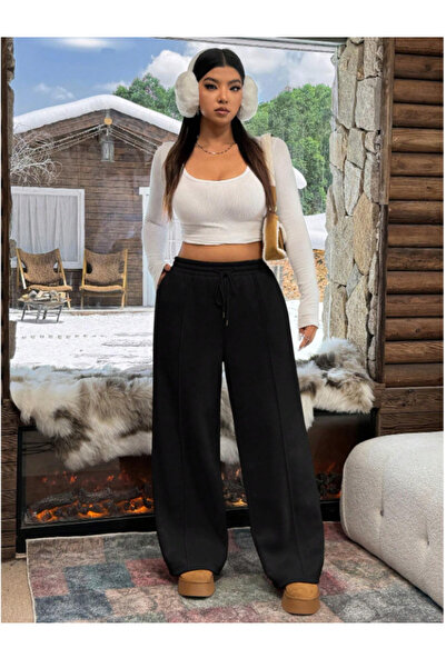 LAUSRA Pantaloni negri de damă, mărime mare, model ÇIMALI, cu croială lejeră,...